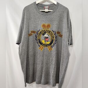 Throwback DISNEY WORLD Exclusive Made In USA Gray Mickey Mouse Tshirt Sz XXL 2XL